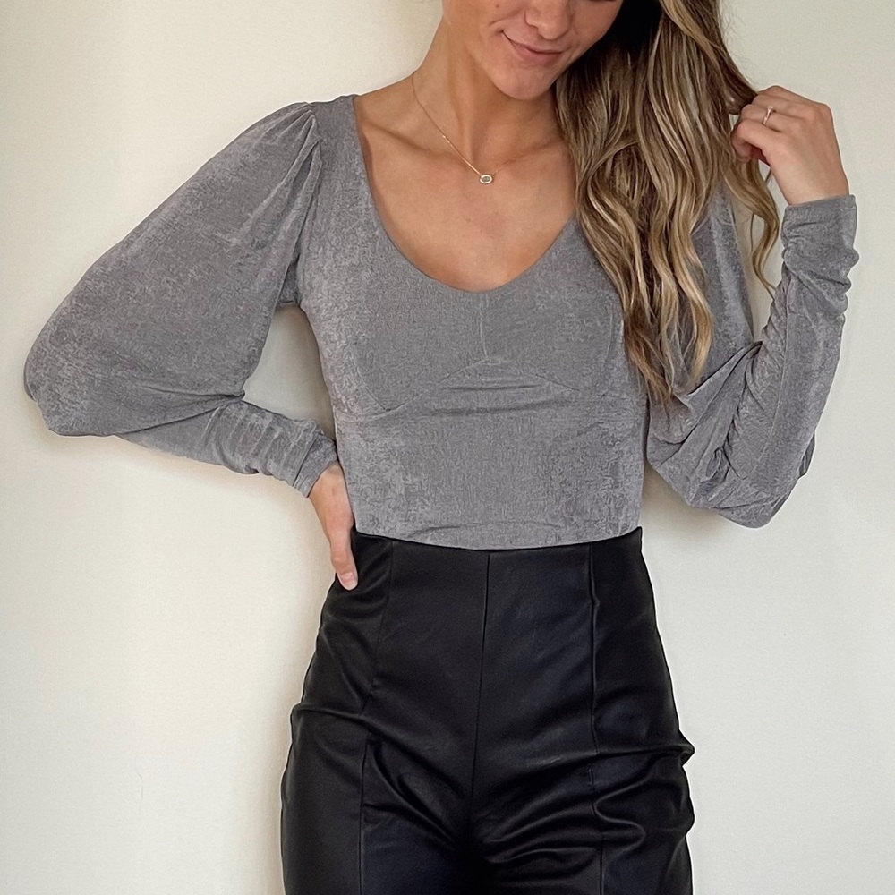 Silver Long Sleeve Bodysuit